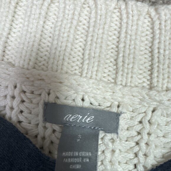 Aerie Sweater Ivory Blue Long Sleeve Pullover Women’s Size Small - Picture 9 of 12